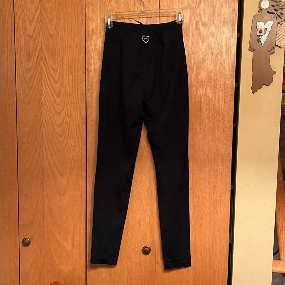 Nike Dri-Fit black LARGE boy’s athletic warm up pull on adj pants zip ankle EUC